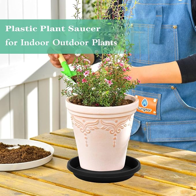 NIMYAU 2 Pack Plant Saucer 12 Inch, Heavy Sturdy Plant Trays for Pots, Plant Drip Trays, Plant Water Catcher Tray for Plants, Plastic Plant Saucers for Indoors no Holes