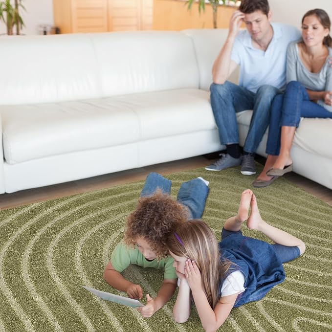 LUXE WEAVERS Modern Geometric Wave Area Rug Green 2x3