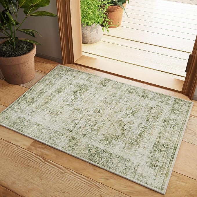 2x3 Washable Area Rugs for Entryway: Small Boho Rug Non Slip Door Mat Indoor Entrance Low Pile Soft Throw Rugs for Inside Front Door Floor Bedroom Bedside Kitchen Nursery Dorm Room Entry
