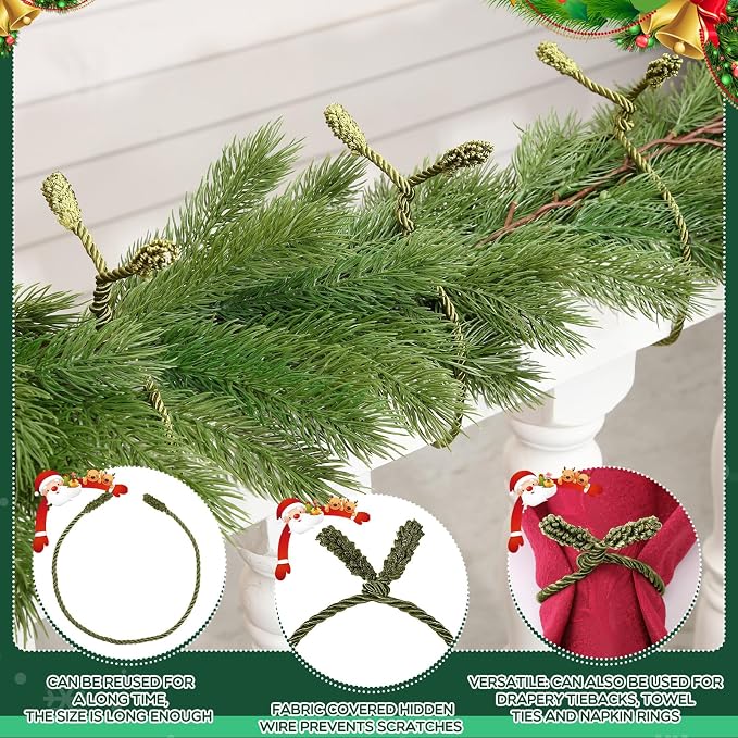 Zhengmy 24 Pcs 30 Inch Christmas Garland Ties Decorative Twist Ties for Banister Reusable Flexible Twist for Stairway Christmas Garland Hanger Xmas Railing Decor Holiday Craft Wrapping(Olive Green)