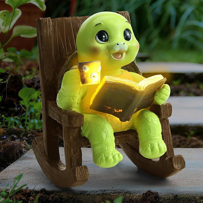 Solar Garden Turtle Statues with Lights, Yard Decorations for Patio, Lawn, Balcony and Porch, Outdoor Waterproof Garden Decor, Unique Mother’s Day Gift for Mom Grandma Women