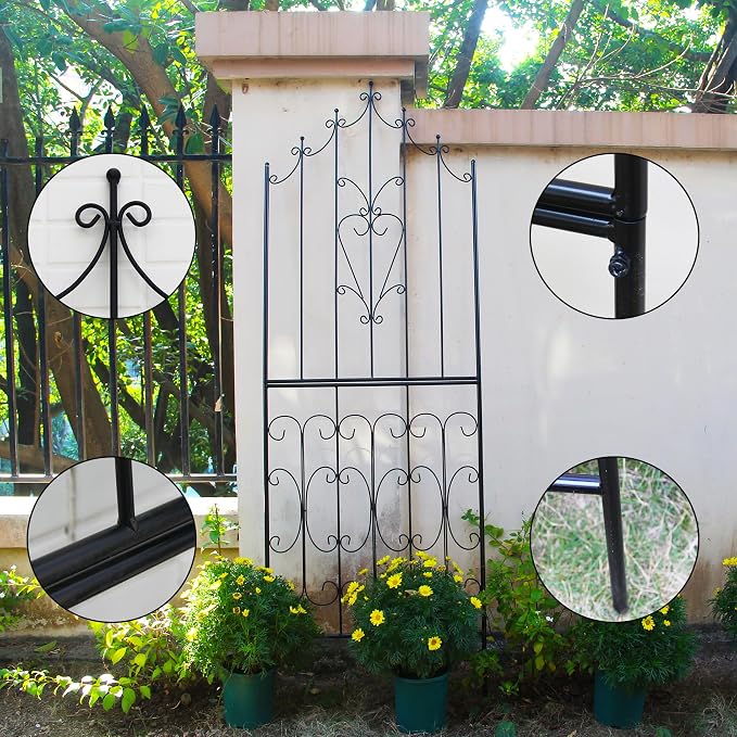 Metal Trellis 86.6" H x 29.5" W Powder-Coated Black Attractive Plant Support Garden Trellis Stylish Garden Addition Lattice Outdoor Yard Décor Roses Vine Ivy Clematis Trellises Black