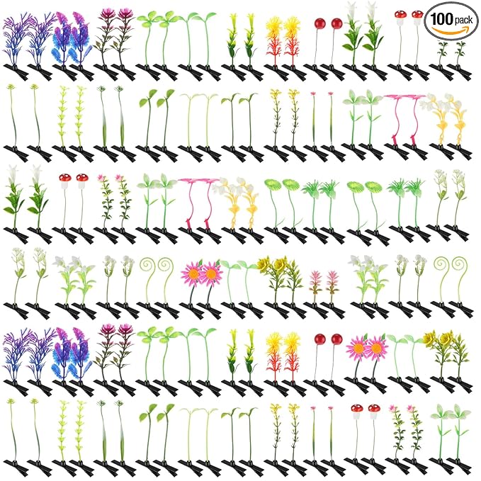 Tigeen 100 Pcs Rave Sprouts Bean Sprout Funny Hair Clips Mixed Style Plant Hairpins Hair Accessories for Home Party Irish(Mixed Style)
