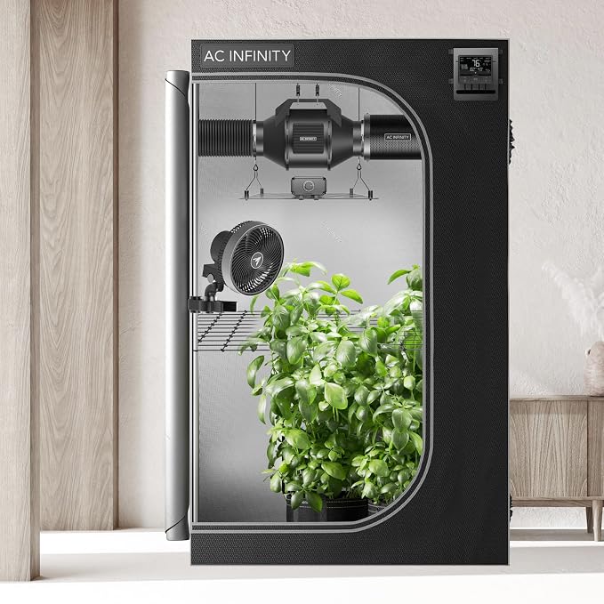 AC Infinity AI Grow System 2x4, 2-Plant Kit w/Self-Learning AI Controller. | Dynamic Airflow & LM301H LED Lighting Control, 2000D Mylar Tent w/ Lab-Tested Reflectivity, Largest Zippered Window