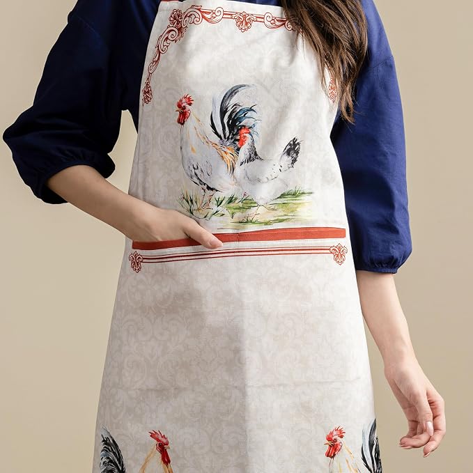 Maison d' Hermine Aprons for women with Pocket 100% Cotton (27.50"x31.50") | Adjustable Neck Strap & long ties Apron Men Chef Wedding Cooking Gardening Server Maid