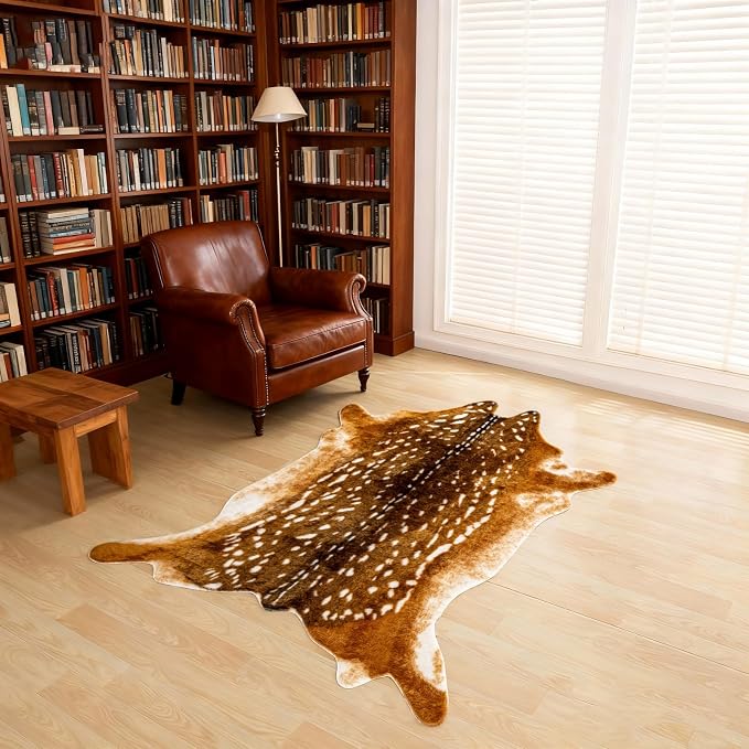 Asuprui Deer Rug, Sika Deer Print Carpet, 5.3X 6.9 Ft,Antelope Rug,Fawn Mat