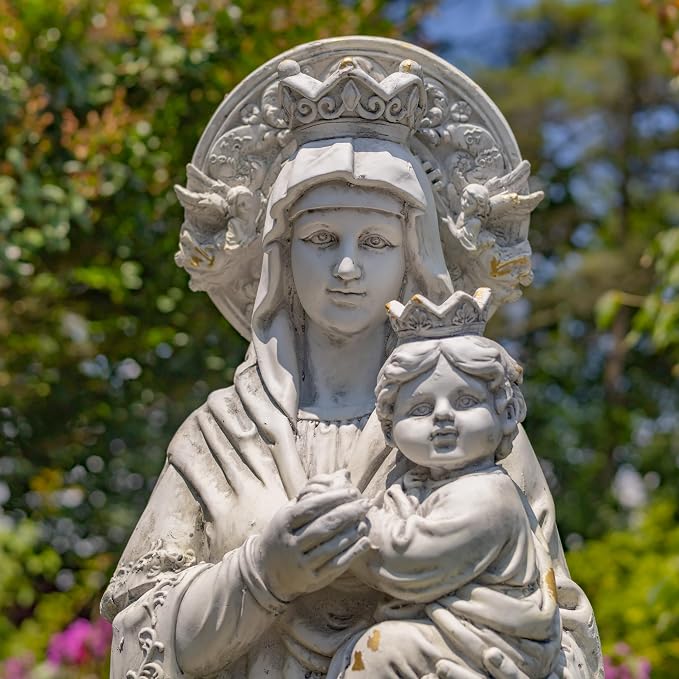 Zaer Ltd. Our Lady of Perpetual Help Garden Statue, 48" H, Magnesium Madonna with Child, Antique Grey or Bronze (Antique Grey)