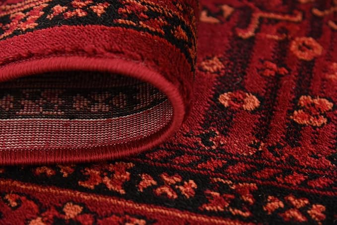 Unique Loom Tekke Collection Area Rug - Sheibani (2' x 8' Runner Red/Black)