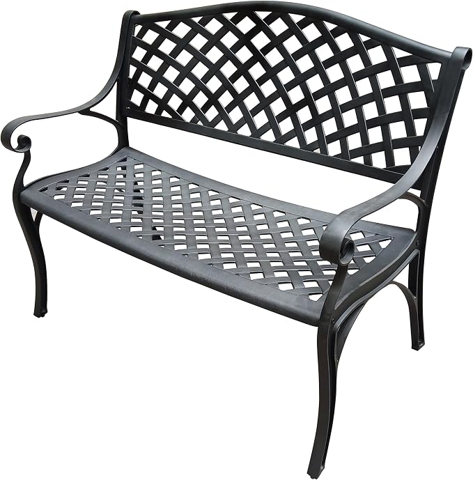 Outdoor Aluminum Modern Patio Bench Loveseat