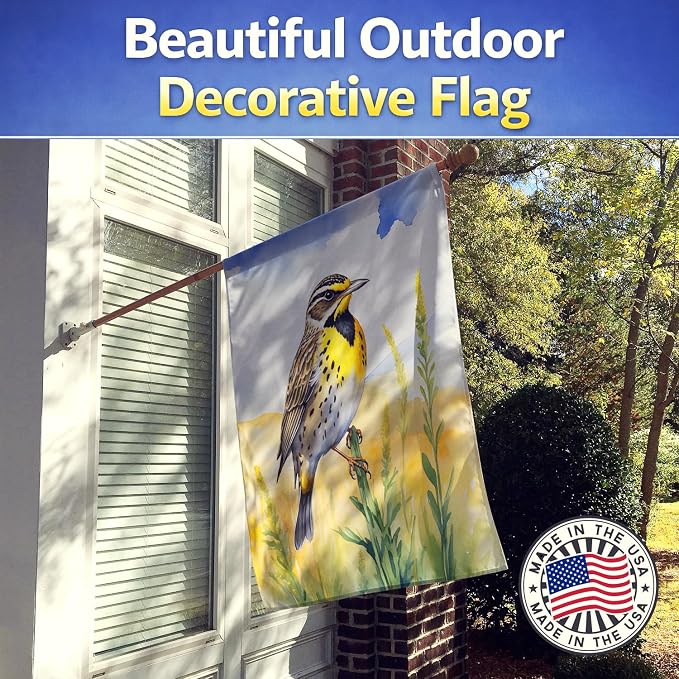 Caroline's Treasures Nebraska Western Meadowlark House Flag Large Porch Sleeve Pole Decorative Outside Yard Banner Artwork Wall Hanging, Polyester, House Size, Multicolor