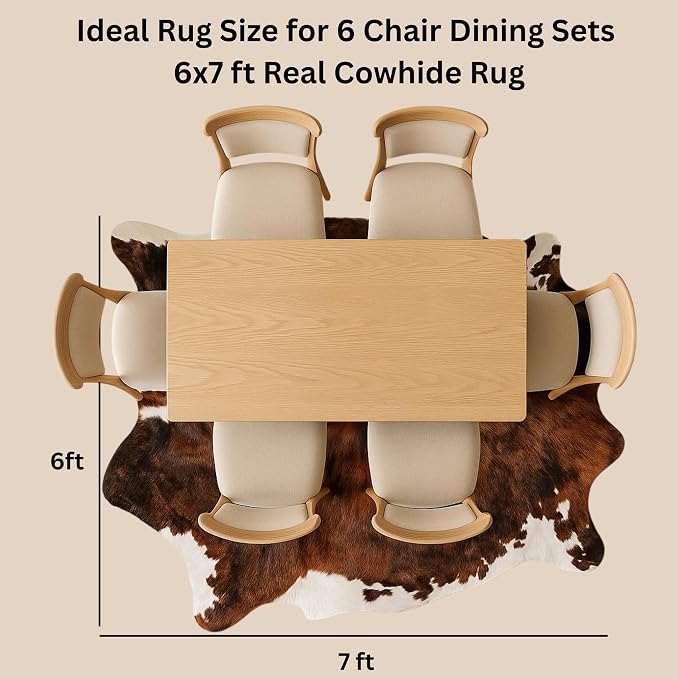 rodeo Genuine Cowhide Rug + Cowhide Cleaner- Real Cow Hide Rug Large for Living Room & Bedroom - Western Rugs for a Natural Western Home Decor - Rustic Cow Print Carpet Decor - 6x7 ft, Brown Brindle
