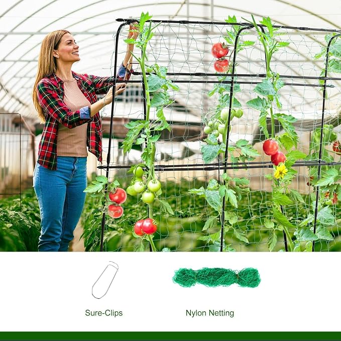 Cucumber Trellis for Raised Bed, 63" Hx 63" L Garden Arch Trellis for Climbing Plants Outdoor, Rustproof Metal Climbing Plant Support Vegetables Snap Pea Pole Bean Fruits Vine Trellis, Black