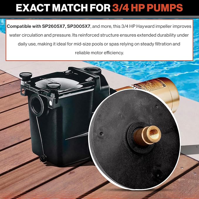 Swimables SPX2605C Super Pump Impeller - 3/4 HP Premium Pump Impeller Replacement for SP2605X7, Super II SP3005X7 - Optimized Heavy Duty Pool Impeller for Smooth Circulation & Extended Motor Life