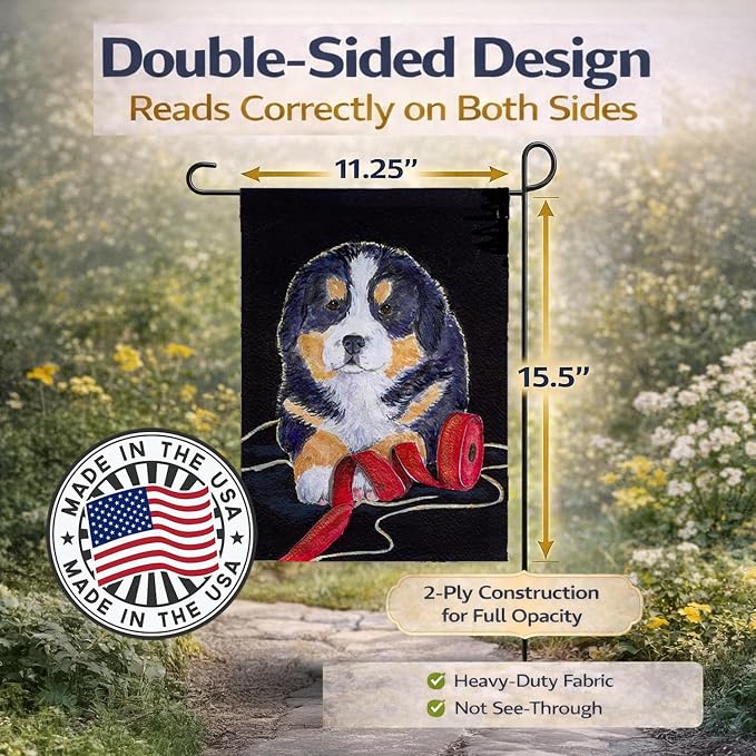 Caroline's Treasures SS8569GF Bernese Mountain Dog Garden Flag Mailbox Flag Decorative Yard Flag Banner Outside Patio Artwork Yard Flower Beds, Garden Size, Multicolor