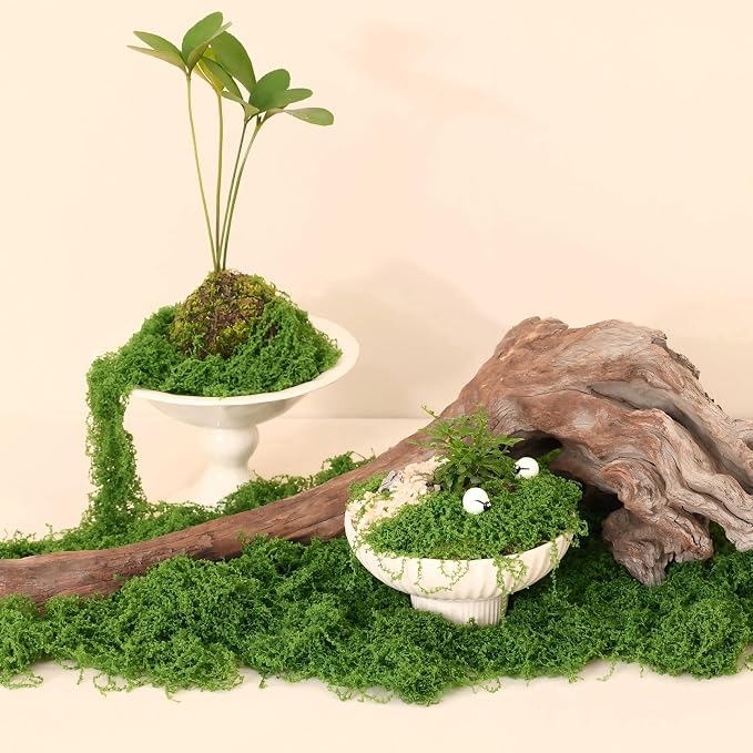 Fake Green Moss for Potted Plants Indoor,14.1oz Artificial Moss for DIY Crafts, Decorative Faux Grass for Planters, Model Making,Table Centerpieces,Walls, Wedding, Terrariums, Fairy Garden Accessories