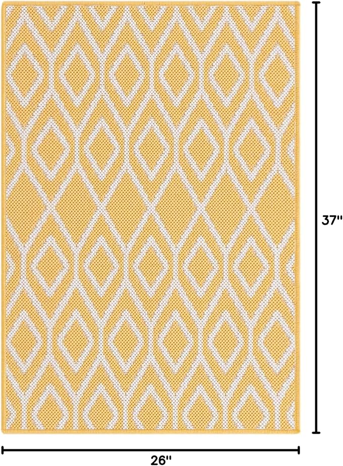 Jill Zarin Outdoor Collection Area Rug - Turks and Caicos (2' 2" x 3' Rectangle Yellow Ivory/Ivory)