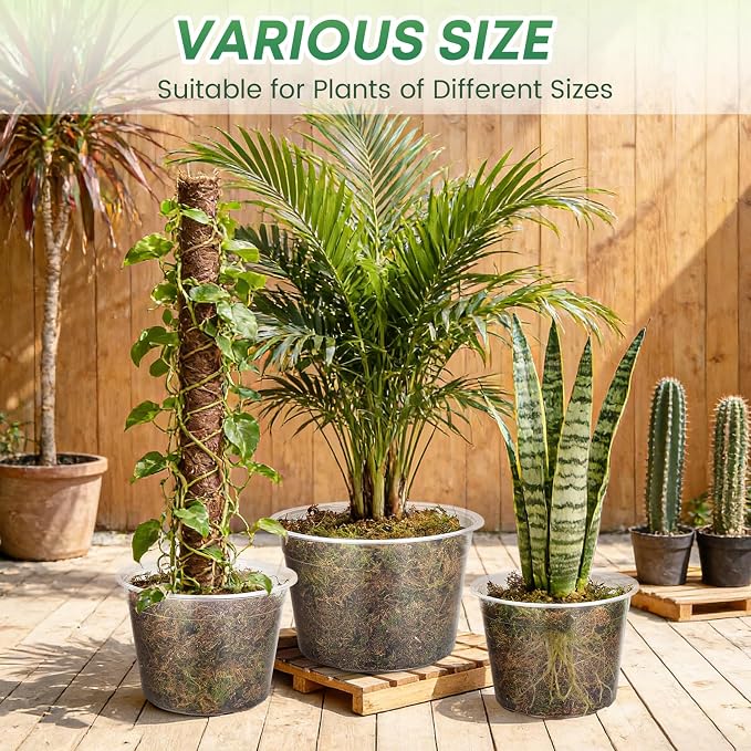 5 Pack 10 Inch Large Clear Nursery Pots with Drainage Hole, Plastic Plant Pots for Seedlings Flowers Vegetables, Indoor Outdoor Gardening, Used as Liners Inside Decorative Pots (10 inch)