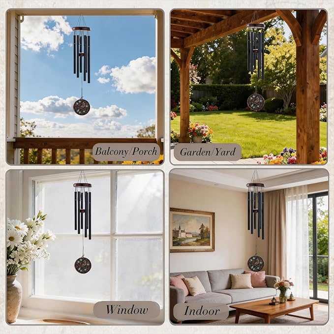 Cardinal Wind Chimes for Outside - Vintage Deep Tone Windchimes Outdoors Garden Yard Patio Indoor Home Balcony Decor Bird Hanging Decoration Memorial Sympathy Gifts for Women Men Mom