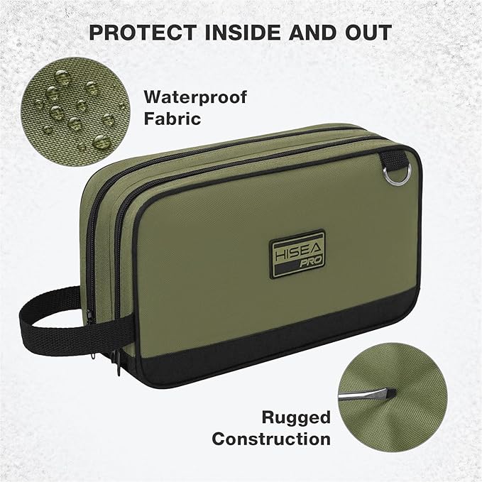 HISEA Small Tool Bag, 12 Inch Tools Pouch with 2 Pockets and Adjustable Shoulder Strap, Small Tool Organizer and Storage with Zipper for Electrican, Travel, Green