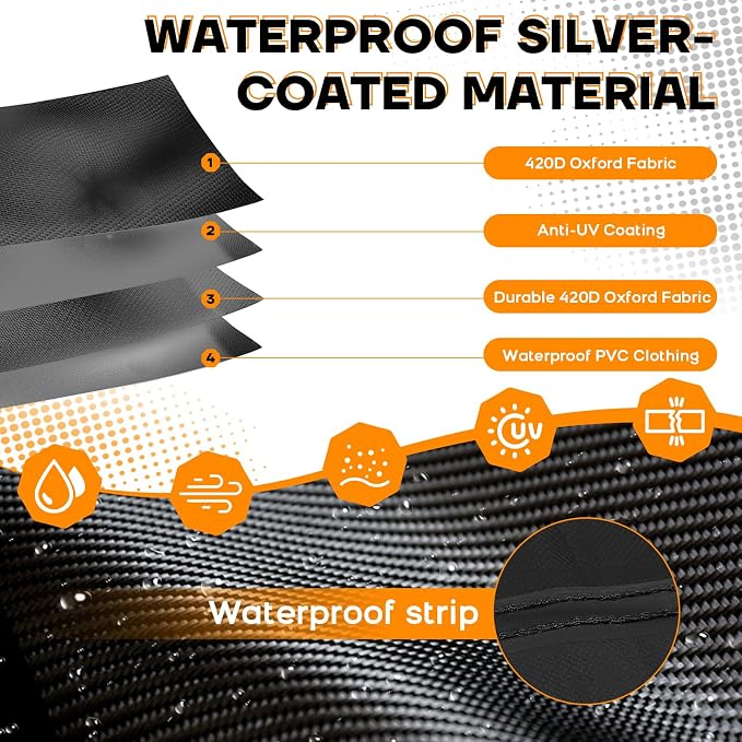 Snowmobile Cover 115" x 51" x 48", 420D Oxford Polaris Snow Mobile Cover with Waterproof Strips, All Weather Protection for Skidoo Arctic Cat Yamaha Lynx Camso CFMOTO, Gray Black
