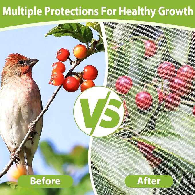 4PCS Fruit Tree Netting with Drawstring and Zipper, 2.62 * 3.28ft Blueberry Bush Netting Cover, Insect Netting for Garden, Garden Fruit Nets Protection from Anti Birds, Bugs