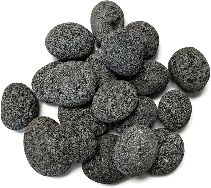 Midwest Hearth Natural Tumbled Lava Stones for Gas Fire Pit and Fireplace | Medium (1"–2") | Smooth Round Volcanic Rock | 10 Lbs