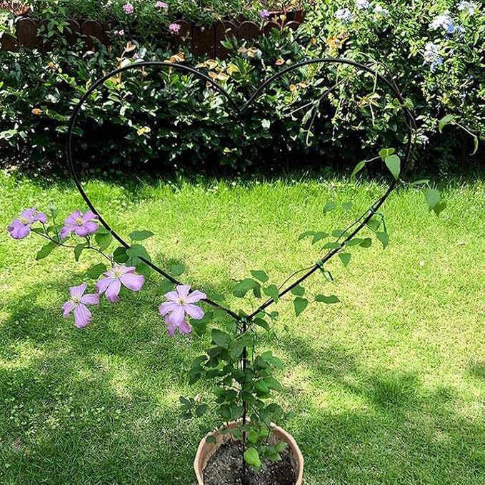 2 Pack 34Inch Garden Trellis for Climbing Plants, Meatal Heart Shape Plant Support Decorative Plant Trellis Potted Vines Vegetables Flowers Rose Jasmine Pea Clematis Ivy Cucumbers