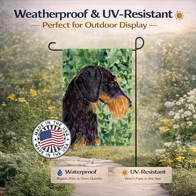 Caroline's Treasures SS8805GF Dachshund Garden Flag Mailbox Flag Decorative Yard Flag Banner Outside Patio Artwork Yard Flower Beds, Garden Size, Multicolor