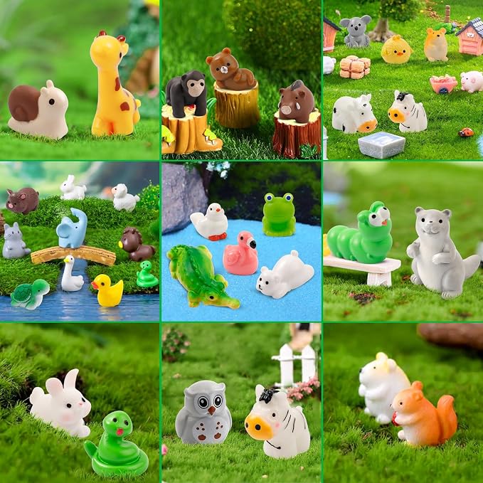 ywevyezc 42 Pcs Mini Resin Animals 42 Styles Resin Animals Figurines Bulk for Micro Fairy Party Favors Garden Hide Accessories Dollhouse Crafts Decor
