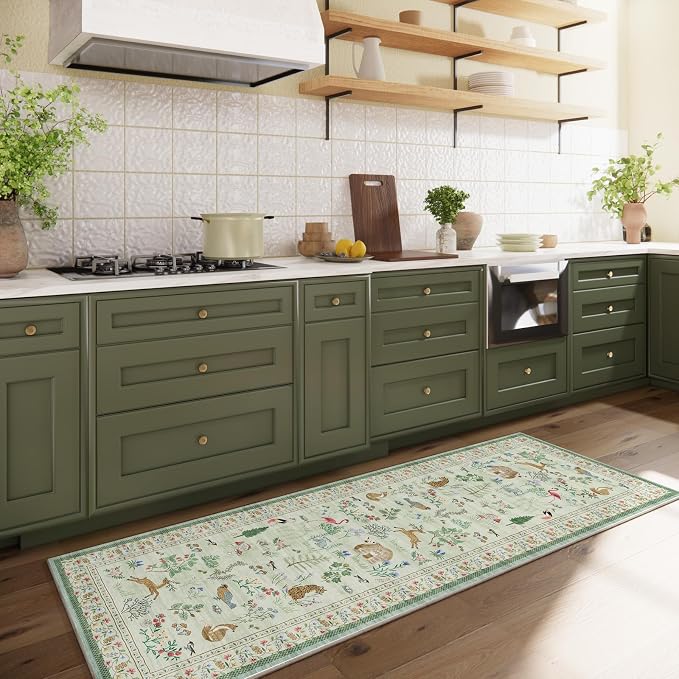 Machine Washable Kitchen Runner Rugs: 2'6"x8' Hallway Runner Non Slip Low Pile Stain Resistant Soft Carpet Runner Rugs for Bedroom Hallway Indoor Entryway Kitchen Laundry Room Beside Farmhouse
