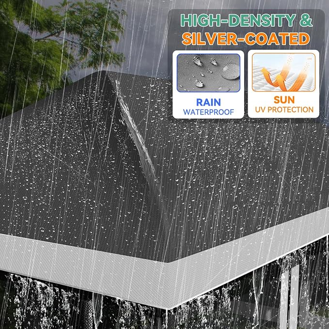 COBIZI 12x20 Pop up Canopy Tent - Gazebo, Party Tents for Parties, Carpas para Fiestas, Large Outdoor Popup Patio Screened Gazebos, Shelter Tents with Net for Backyard, Commercial,Darkgrey