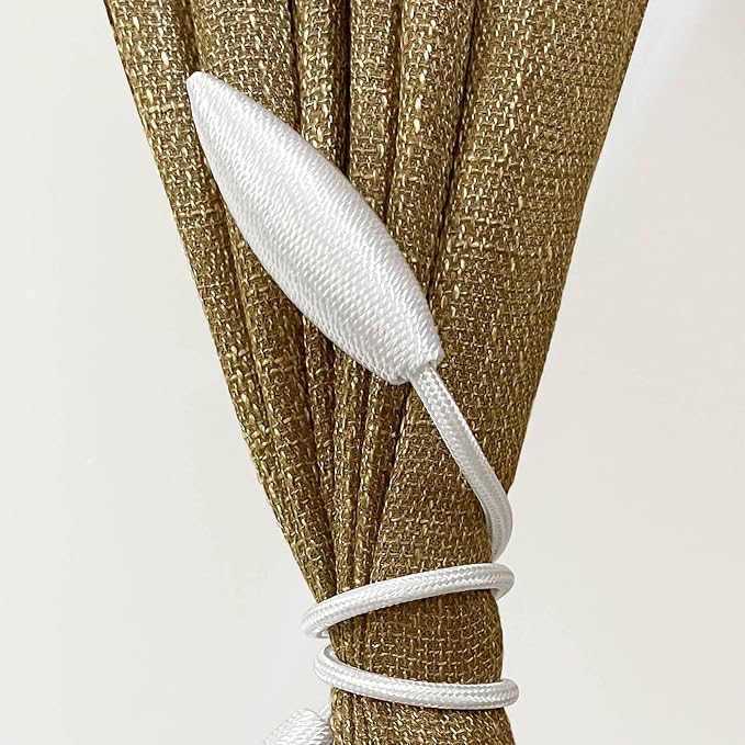 Valea Home 4 Pieces Curtain Tiebacks Clips Creative Window Drape Twist Tie Backs European Style Custom Made Curtain Holders Decorative Draperies Holdbacks, White
