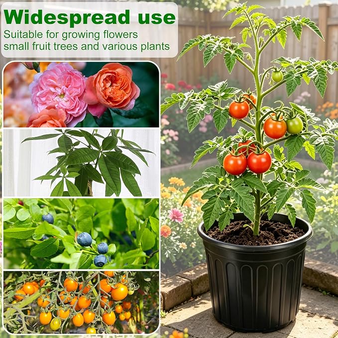 JERIA 30-Pack 3 Gallon Flexible Plant Nursery Pots,Thickened Soft Plastic Seedling Pots,Seed Starting Pot Flower Plant Container for Succulents，Seedlings