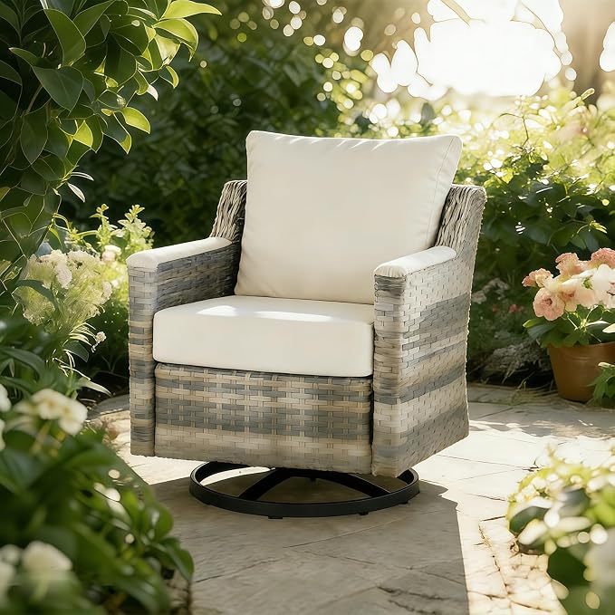 Goodgoods 22 x 24 Outdoor Patio Deep Seat Cushions 2-Pack, 1000+ Hours Fade-Resistant & Water-Resistant Outdoor Furniture Chair Cushions with 35D High-Resilience Foam for Sofa Chair, Light Gray