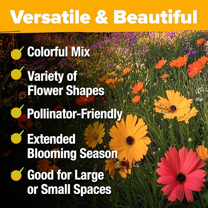 HOME GROWN USA Native Wildflower Seeds Bulk Mix | 49,100+ Non-GMO Annual Flower Seed for Planting | 21 Varieties for Bee & Butterfly Garden Pack | 2 oz