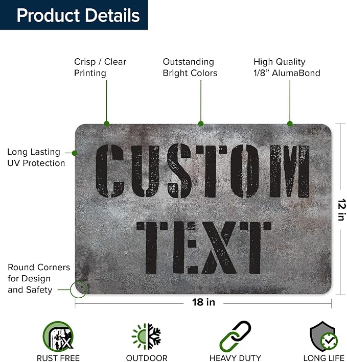 Custom Sign, Custom Street Sign, 11 Font Colors, 13 Font Styles, 4 Hole Options, 22 Sizes, 12x18 Inches, Rust Free DiBound, Fade Resistant, Made in USA by My Sign Center (Grunge Metal)