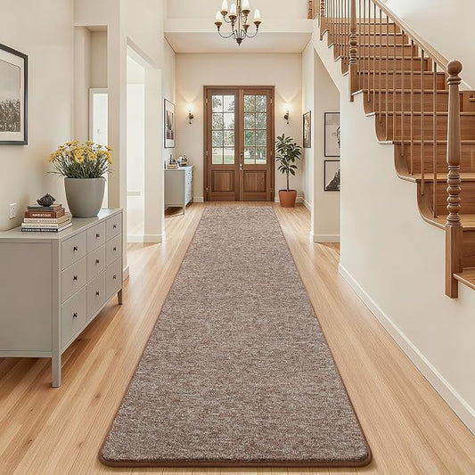 AROGAN 2x10 Runner Rug for Hallway, Long Runner Rugs Non Slip, Matte Brown | Soft Washable Memory Foam Carpet for Bedroom, Non Slip Backing Runners Rug for Hallways, Kitchen, Bathroom, Entryway Home