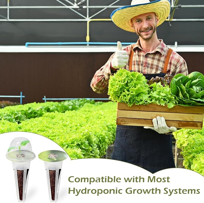160PCS Hydroponics Growing Baskets,Plant Seed Pod Kit,Grow Anything Kit,Indoor Garden System Accessories Includes 50pcs Sponges,50pcs Labels,30pcs Replacement Baskets,30pcs Domes