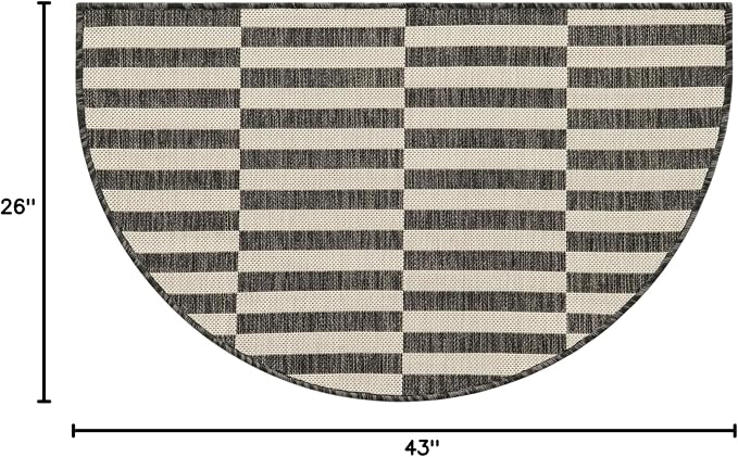 Unique Loom Outdoor Striped Collection Area Rug - Striped (2' 2" x 3' 7" Hearth Charcoal/Ivory)