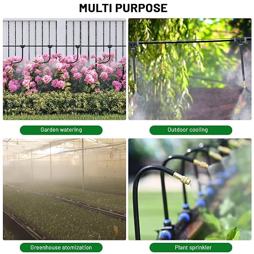 Thiswing 360° Adjustable Drip Irrigation System - 20 FT Automatic Garden Watering System with 5 Nozzles, Raised Bed Sprinkler System, Garden Mister for Yard, Lawn, Plants, 5/16" Tubing