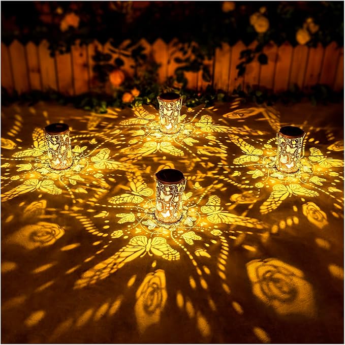 Butterfly Solar Lanterns Outdoor Waterproof Hanging Solar Lights Butterfly Gifts for Women Men Metal Decorative LED Lanterns for Garden Decor,Yard,Patio,Lawn,Tabletop,Pathway