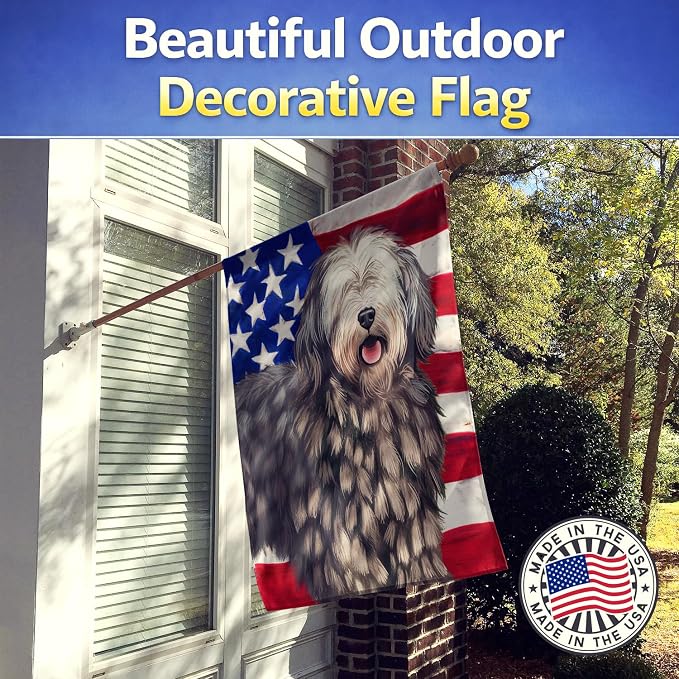 Caroline's Treasures CK6430CHF Bergamasco American Flag House Flag Large Porch Sleeve Pole Decorative Outside Yard Banner Artwork Wall Hanging, Polyester, House Size, Multicolor