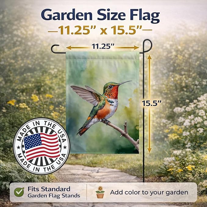 Caroline's Treasures Allens Hummingbird Garden Flag Mailbox Flag Decorative Yard Flag Banner Outside Patio Artwork Yard Flower Beds, Garden Size, Multicolor