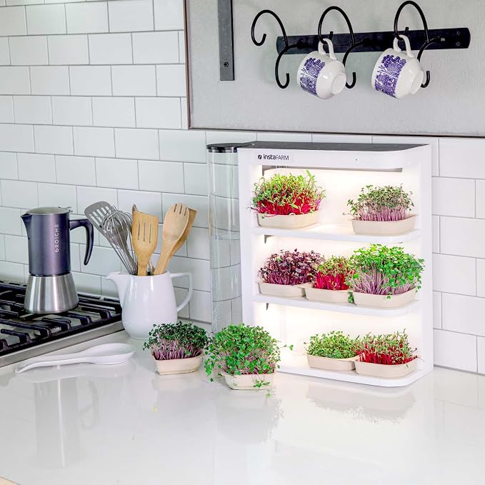 Indoor Garden, Fully Automated LED Growing Unit for Microgreens, Herbs, Leafy Greens, Organic Soil-Based, Low/No Maintenance, Easy, Standalone Unit, Designed & Assembled in The USA
