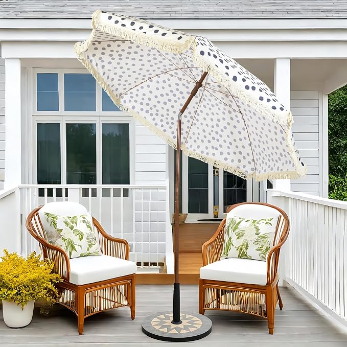 Hula Thatched Tiki Umbrella Tropical Palapa Raffia Tiki Hut Hawaiian Patio Umbrella with Fringe Boho Parasol 6' 8' & 9' Options