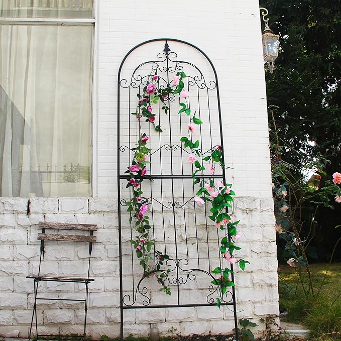 Garden Trellis for Climbing Plants 86.6" H x 29.5" W Tall Garden Trellis Wrought Iron Heavy Scroll Metal Decoration Lawn Patio for Rose Clematis Ivy Weather Resistant