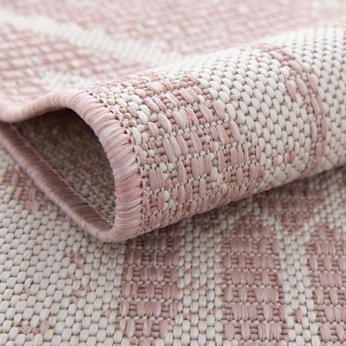 Unique Loom Outdoor Bohemian Collection Area Rug - Anthro (3' 3" x 14' 1" Runner, Pink/ Ivory)