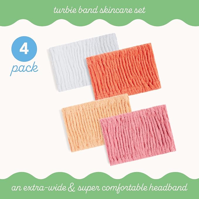 Turbie Twist 4-Pack Cotton Headbands – Extra-Wide, Comfy, All Hair Types, Peach Blush