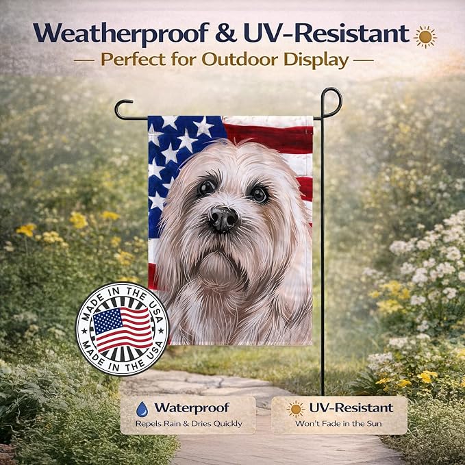 Caroline's Treasures CK6501GF Dandie Dinmont Terrier American Flag Garden Flag Mailbox Flag Decorative Yard Flag Banner Outside Patio Artwork Yard Flower Beds, Garden Size, Multicolor