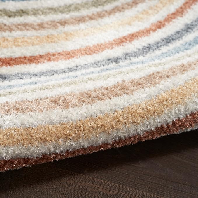 Nourison Astra Machine Washable Mid-Century Modern Ivory/Multi 5'3" x 7' Area Rug, Easy -Cleaning, Non Shedding, Bed Room, Living Room, Dining Room, Kitchen (5x7)